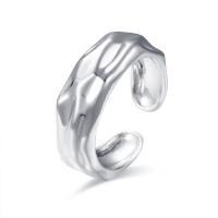 925 de prata esterlina Cuff Ring Finger, platinado, ajustável & para mulher, 7x21mm, tamanho:6, vendido por PC