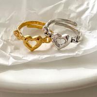 925 Sterling Silver Finger Rings Heart plated adjustable & for woman & hollow US Ring Sold By PC