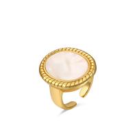 925 sterling silver Cuff finger ring, med White Shell, plated, justerbar & för kvinna, fler färger för val, 19x23mm, Säljs av PC