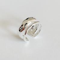 925 de prata esterlina Cuff Ring Finger, ajustável & para mulher, prateado, tamanho:6, vendido por PC