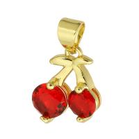 Crystal Pendants Brass with Crystal Cherry gold color plated Sold By PC