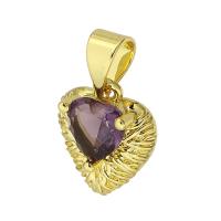 Crystal Pendants Brass with Crystal Heart gold color plated Sold By PC