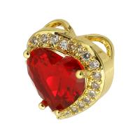 Cubic Zirconia Micro Pave Brass Pendant with Crystal Heart gold color plated micro pave cubic zirconia & double-hole Approx 2mm Sold By PC