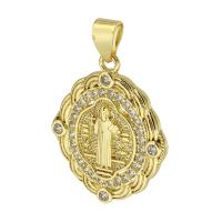 Cubic Zirconia Micro Pave Brass Pendant, gold color plated, micro pave cubic zirconia, 18x23x2mm, Hole:Approx 3mm, Sold By PC