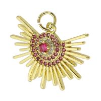 Cubic Zirconia Micro Pave Brass Pendant, gold color plated, micro pave cubic zirconia, 25x19.50x4mm, Hole:Approx 3.5mm, Sold By PC