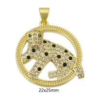 Cubic Zirconia Micro Pave Brass Pendant, gold color plated, micro pave cubic zirconia & hollow, 22x25x4mm, Hole:Approx 3.5mm, Sold By PC