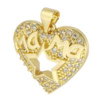 Brass Pendant Heart gold color plated micro pave cubic zirconia & hollow Approx 3.5mm Sold By PC
