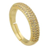 Кубический циркон микро проложить кольцо-латунь, Латунь, плакирован золотом, Регулируемый & инкрустированное микро кубического циркония, размер:6.5, продается PC