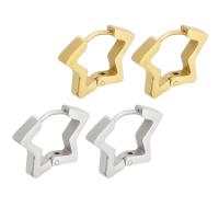 Stainless Steel Huggie Hoop Earring, 304 Stainless Steel, Star, Vacuum Plating, for woman, more colors for choice, 18x14x3mm, Hole:Approx 3mm, Sold By Pair