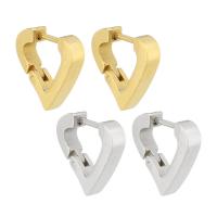 Stainless Steel Huggie Hoop Earring, 304 Stainless Steel, Heart, Vacuum Plating, for woman, more colors for choice, 14x13x3mm, Sold By Pair