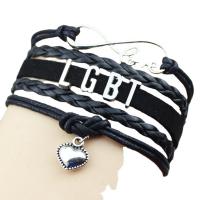 Zinc Alloy Bracelet Set with Velveteen & leather cord & Wax Cord with 1.97inch extender chain handmade 5 pieces & Unisex nickel lead & cadmium free Length Approx 6.3 Inch Sold By Set