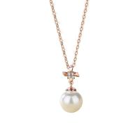 Cubic Zircon Micro Pave Brass Necklace with Shell Pearl with 1.97inch extender chain plated fashion jewelry & micro pave cubic zirconia & for woman nickel lead & cadmium free Length Approx 15.75 Inch Sold By PC