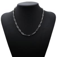Stainless Steel Chain halskæde, 304 rustfrit stål, 304 rustfrit stål karabinlås, Unisex, sølv, Solgt af PC