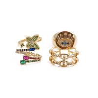 Kubieke Circonia Micro Pave Brass Ring, Messing, plated, Verstelbare & micro pave zirconia & voor vrouw, meer kleuren voor de keuze, 17mm, Verkocht door PC