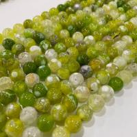 Feuerachat Perle, rund, DIY, grün, verkauft per ca. 38 cm Strang