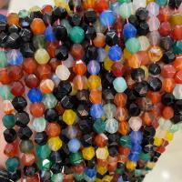 Natural Rainbow Agate Beads, Star Cut Faceted & DIY, mixed colors, Sold Per Approx 38 cm Strand