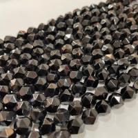 Natural Black Agate Beads, Star Cut Faceted & DIY, black, Sold Per Approx 38 cm Strand