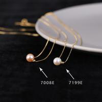 Freshwater Pearl Brass Necklace with Brass 14K gold plated Natural & for woman 13mm Length 43 cm Sold By PC