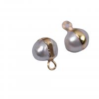 Slatkovodni Pearl Privjesci, s Mesing, zlatna boja pozlaćen, Prirodno & modni nakit & za žene, bijel, 5-6mm, Prodano By PC