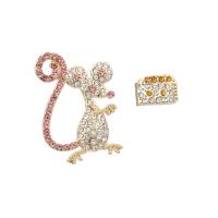 Rhinestone Earring, Tibetan Style, Mouse, gold color plated, fashion jewelry & for woman & with rhinestone, multi-colored, 38x28mm, Sold By Pair