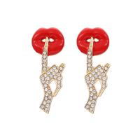 Rhinestone Earring Zinc Alloy gold color plated fashion jewelry & for woman & with rhinestone multi-colored Sold By Pair