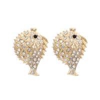 Rhinestone náušnice, Zinek, barva pozlacený, módní šperky & pro ženy & s drahokamu, multi-barevný, 37x27mm, Prodáno By Pair