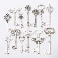 Zinklegierung Schlüssel Anhänger, antik silberfarben plattiert, Vintage & DIY, keine, frei von Nickel, Blei & Kadmium, ca. 100PCs/Tasche, verkauft von Tasche