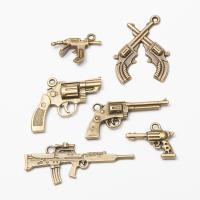 Zinklegierung Pistole Anhänger, antike Bronzefarbe plattiert, Vintage & DIY, keine, frei von Nickel, Blei & Kadmium, ca. 100PCs/Tasche, verkauft von Tasche