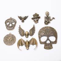 Zinklegierung Schädel Anhänger, antike Bronzefarbe plattiert, Vintage & DIY & Halloween Schmuck, keine, frei von Nickel, Blei & Kadmium, ca. 100PCs/Tasche, verkauft von Tasche