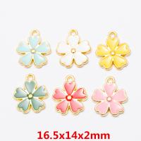 Tibetan Style Enamel Pendants, Flower, gold color plated, vintage & DIY, more colors for choice, nickel, lead & cadmium free, 16.50x14x2mm, Approx 100PCs/Bag, Sold By Bag