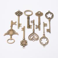 Zinc Alloy Key Pendants antique bronze color plated vintage & DIY nickel lead & cadmium free Approx Sold By Bag