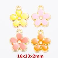 Tibetan Style Enamel Pendants, Flower, gold color plated, vintage & DIY, more colors for choice, nickel, lead & cadmium free, 16x13x2mm, Approx 100PCs/Bag, Sold By Bag