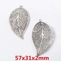 Tibetan Style Leaf Pendants, antique silver color plated, vintage & DIY, more colors for choice, nickel, lead & cadmium free, Approx 100PCs/Bag, Sold By Bag
