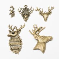 Zinc Alloy Animal Pendants Deer antique bronze color plated vintage & DIY & with rhinestone nickel lead & cadmium free Approx Sold By Bag