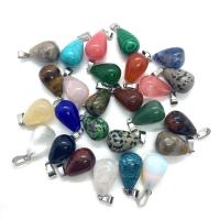 Gemstone Pendants Jewelry, with Brass, Teardrop, silver color plated, different materials for choice, more colors for choice, 13x23mm, Sold By PC