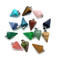 Biżuteria wisiorki kamienie, Kamień szlachetny, ze Mosiądz, Stożkowe, Platerowane w kolorze srebra, do wyboru różne materiały, dostępnych więcej kolorów, 14x27mm, sprzedane przez PC