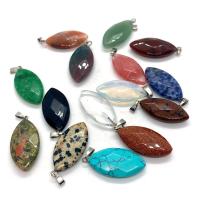 Biżuteria wisiorki kamienie, Kamień szlachetny, ze Mosiądz, Końskie oko, Platerowane w kolorze srebra, do wyboru różne materiały & fasetowany, dostępnych więcej kolorów, 16x33mm, sprzedane przez PC