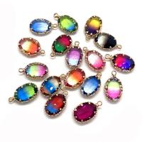 Crystal Pendants, with Brass, Ellipse, gold color plated, gradient color & faceted, more colors for choice, 11x19mm, Sold By PC