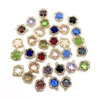 Crystal Connector, with Brass, Flower, gold color plated, DIY & faceted, more colors for choice, 11x16mm, Sold By PC