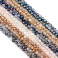 Natürliche Crackle Achat Perlen, Flachen Achat, rund, halb plattiert, DIY & verschiedene Größen vorhanden, keine, verkauft per ca. 14.96 ZollInch Strang