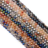 Natürliche Crackle Achat Perlen, Flachen Achat, rund, halb plattiert, DIY & verschiedene Größen vorhanden, keine, verkauft per ca. 14.96 ZollInch Strang