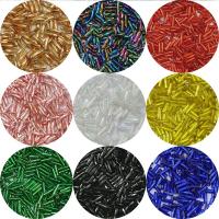 Sølv Foret Glass Seed Beads, Glasperler, du kan DIY, flere farver til valg, nikkel, bly & cadmium fri, 2x6mm, Ca. 300pc'er/Bag, Solgt af Bag