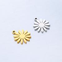 Stainless Steel Flower Pendant, 304 Stainless Steel, Daisy, polished, fashion jewelry & DIY, more colors for choice, 12x15mm, 5PCs/Bag, Sold By Bag
