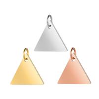 Rozsdamentes acél Tag Charm, 304 rozsdamentes acél, Háromszög, csiszolt, divat ékszerek & DIY & egynemű, több színt a választás, 15x15.50mm, 5PC-k/Bag, Által értékesített Bag