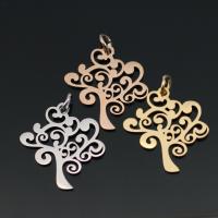 Stainless Steel Pendants, 304 Stainless Steel, Tree, Vacuum Ion Plating, fashion jewelry & DIY, more colors for choice, 20x24mm, 5PCs/Bag, Sold By Bag
