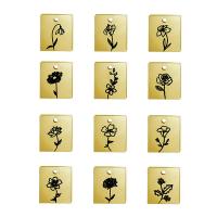 Stainless Steel Pendants 304 Stainless Steel Vacuum Ion Plating fashion jewelry & DIY & with flower pattern golden Sold By Bag