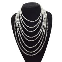 Stainless Steel Necklace Chain 304 Stainless Steel Chain Stick silver color plated & Unisex silver color nickel lead & cadmium free 5mm Sold By PC