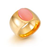 Titantium Steel δάχτυλο του δακτυλίου, Titanium Steel, με Γάτες Eye, Γύρος, επιχρυσωμένο, κοσμήματα μόδας & διαφορετικό μέγεθος για την επιλογή & για τη γυναίκα, περισσότερα χρώματα για την επιλογή, 15mm, Sold Με PC