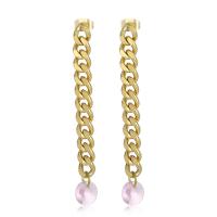 Stainless Steel Drop Earring 304 Stainless Steel with Shell Stick plated fashion jewelry & for woman Sold By Pair