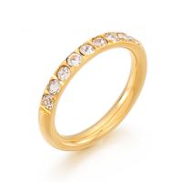 Ring Finger Titantium stali, Koło, Powlekane, biżuteria moda & różnej wielkości do wyboru & dla kobiety & z kamieniem, dostępnych więcej kolorów, 3mm, sprzedane przez PC